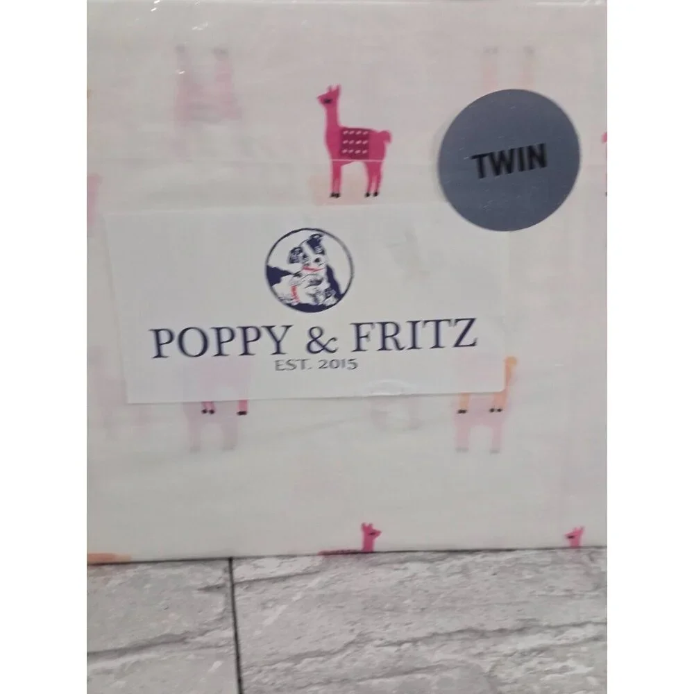 Poppy and Fritz Twin Sheet Set Llamas New Flat Fitted Pillowcase‎ Sealed